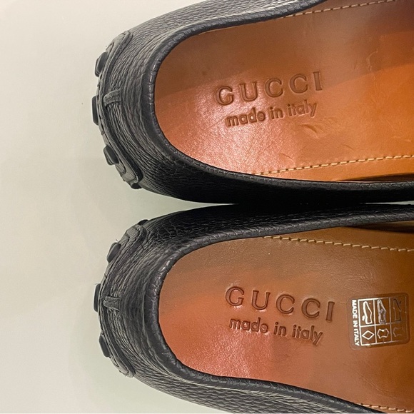Gucci Damo Horsebit Web Silver Ribbon Black Leather Mens Loafer Shoes Size 9 US - Picture 6 of 9